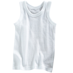 儿童纯白色背心宝宝吸汗透气小吊带男童女童夏季网眼纯棉打底内衣