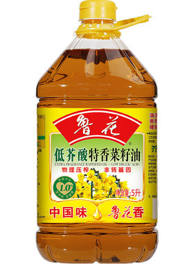 鲁花低芥酸特香菜籽油5L升物理压榨家用家庭非转基因食用油