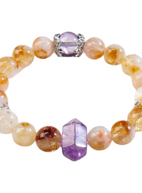 天然石黄塔晶圆珠手链女款