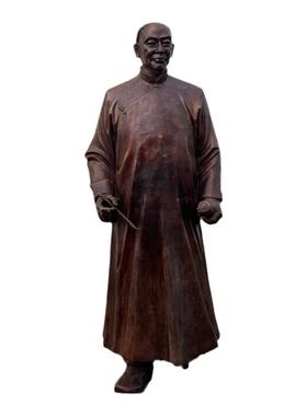 晚清民国时期艺术大师画书法家吴昌硕校园人物铜雕户外广场摆件