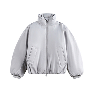 NEVERNEED纯色短款立领棉衣男女冬季美式cleanfit情侣装保暖外套