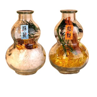 天然肉桂粗盐净宅大颗粒生财摆件海盐元宝葫芦瓶旺水晶玻璃玄关