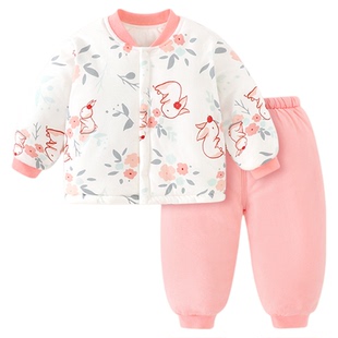 宝宝保暖内衣秋冬季婴儿衣服加厚秋衣裤男女儿童三层夹棉分体套装