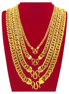 男士欧币福字项链镀金