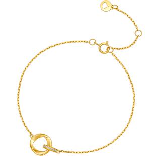 周六福黄18K钻石手链女莫比乌斯环au750璀璨天然真钻彩金新年礼物