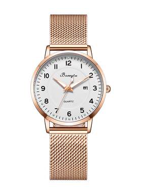 米兰钢带女表轻奢简约学生礼物
