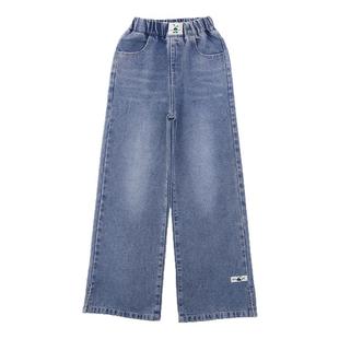 女童裤子春秋外穿2026新款中大童直筒阔腿长裤女孩春季儿童牛仔裤