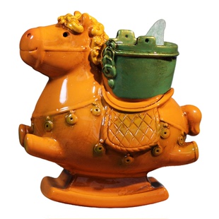 国潮桌面办公桌书桌工位摆装饰品日常送礼唐三彩马年小马盲盒