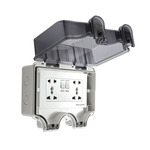 明装室外户外IP66防雨盒香港英标13a五孔充电桩露天防水电源插座