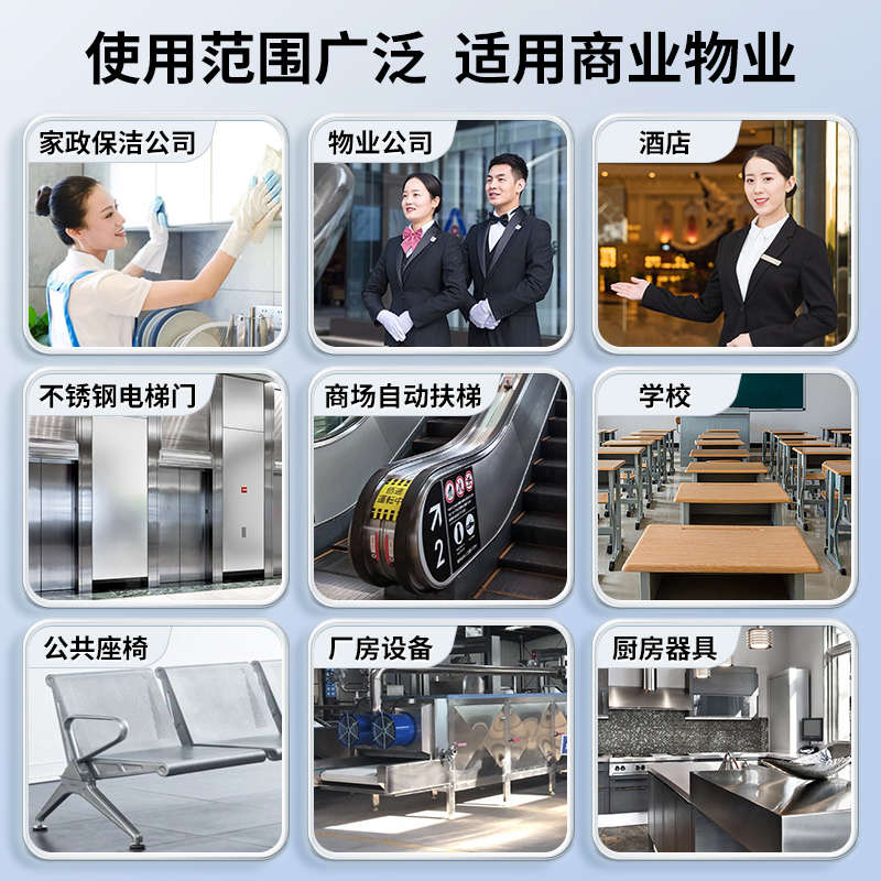 不锈钢光亮剂擦电梯门不锈钢清洁剂强力去污除垢清洗剂上光保养液