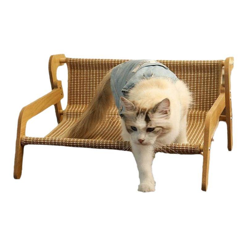 剑麻躺椅猫抓板沙发木质凉席猫窝