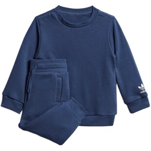 果果奥莱正品Adidas三叶草0-4岁男女婴童加薄绒线圈光面童装套装