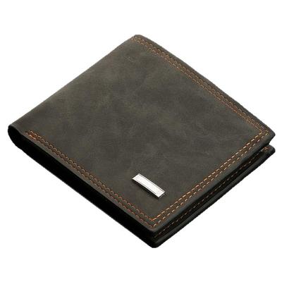 恒胜牛皮男式复古内拉链钱包