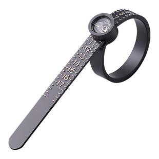 手指测量软尺带放大镜戒指大小测量圈港码手指维度测量圈便携工具