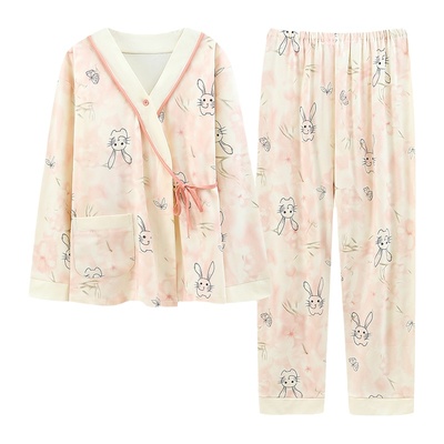 带胸垫月子服夏季薄款纯棉7月份8