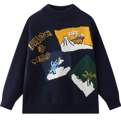 [VIP]MQD童装男童毛衣2025秋冬装新款儿童半高领打底针织衫卡通上