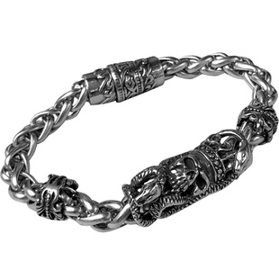 骷髅十字架手链男款潮钛钢个性朋克饰品哥特嘻哈暗黑风小众高级感