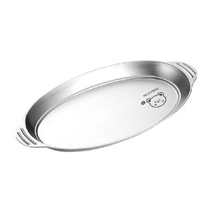 沃德百惠304不锈钢双耳盘子家用菜盘椭圆形清蒸鱼专用碟可电磁炉