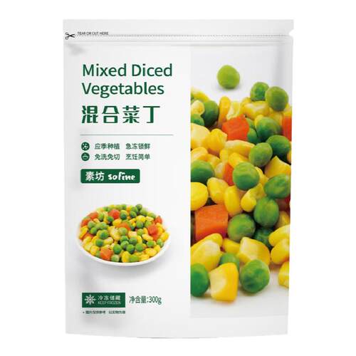 【满89元包邮】素坊混合菜丁三色菜丁青豆玉米胡萝卜粒冷冻蔬菜