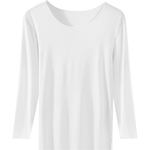 莫代尔七分袖保暖内衣女中袖秀禾打底衫无痕秋衣单件低领上衣T恤