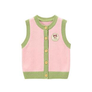 TeenieWeenie Kids小熊童装舒适男女宝宝时尚撞色毛织马甲背心