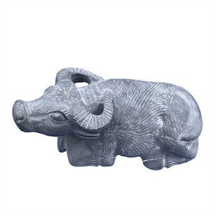 石牛摆件石雕水牛天然石头石材雕刻工艺品厂家嘉祥石雕青石卧牛