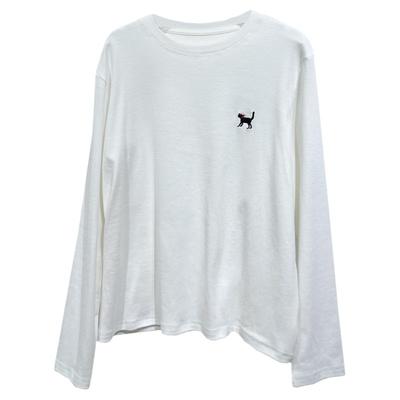 刺绣小狗磨毛加厚长袖T恤女秋冬