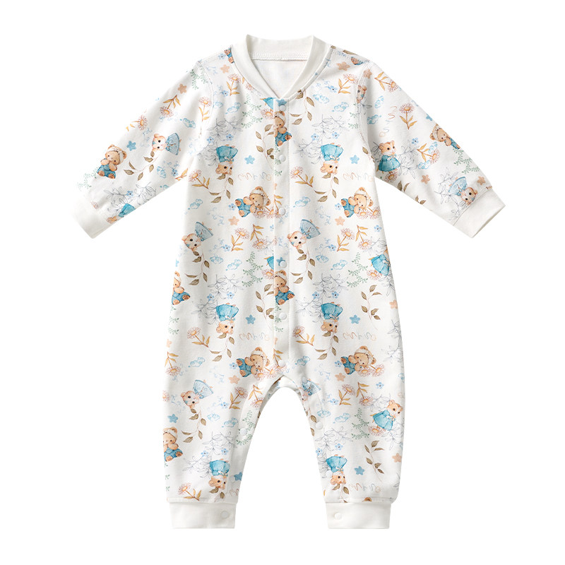 欧孕婴儿夹棉连体衣秋冬保暖男女宝宝衣服哈衣纯棉加厚爬爬服暖姜