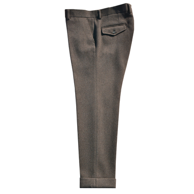 HBM新款咖棕色羊毛羊绒修身西裤男中腰厚款小直筒九分长裤 可定制