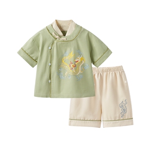 男童唐装套装中小童新款国风夏装儿童表演衣服夏薄宝宝夏季两件套