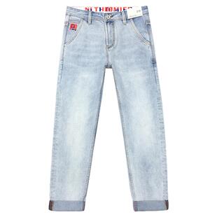 斜插裤兜春季九分牛仔裤男春秋款斜纹潮牌弹力修身小脚长裤古士狼