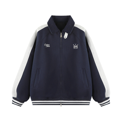 港仔文艺男翻刺绣立领外套男秋冬