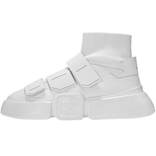 诺凡希春秋魔术贴皮革小白鞋潮鞋子厚底增高一脚蹬男生黑武士板鞋