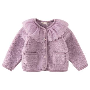 戴维贝拉女童摇粒绒外套2026春装新款儿童女宝宝小香风羊羔毛衣服