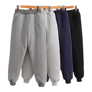 儿童羽绒裤中小学生校服裤子加厚保暖灰色藏青色男女童外穿运动裤