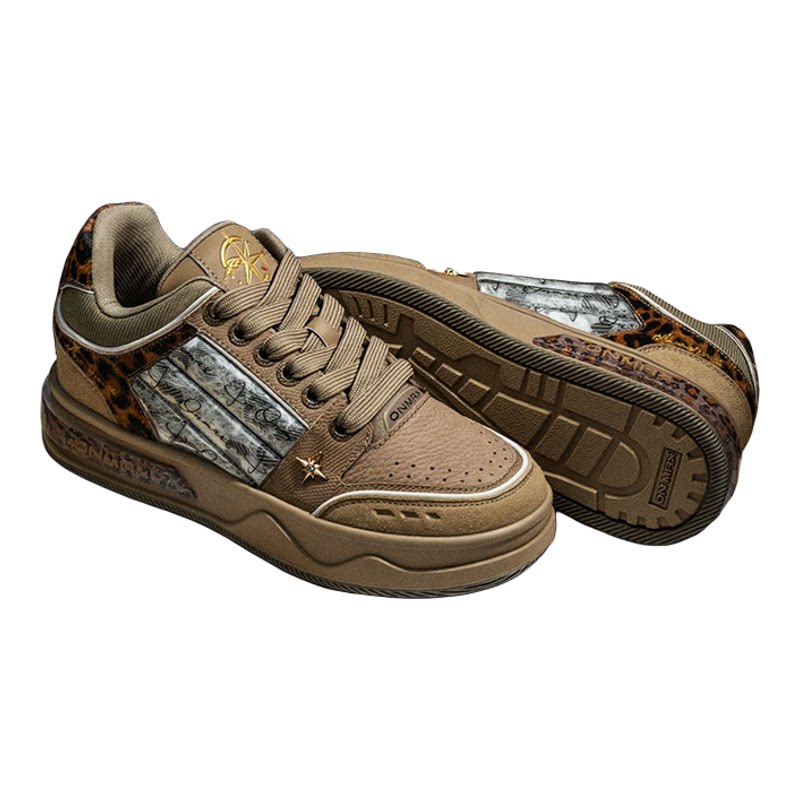 范丞丞同款2026新款onmax小帆船拼接豹纹增高潮牌厚底休闲男板鞋