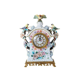 茱莉安奢华欧式复古古典陶瓷寄花彩瓷花鸟时钟花盆珠宝盒纸巾盒