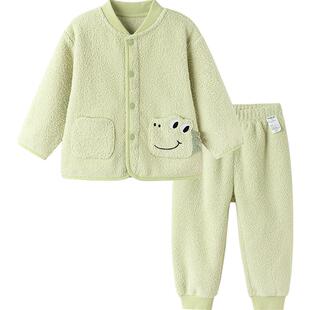 巴拉巴拉儿童家居服套装男童女童冬季新款半边绒居家睡衣可外出