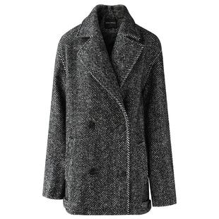 COCOBELLA复古气质人字纹翻领大衣女英伦风冬毛呢外套WL3217