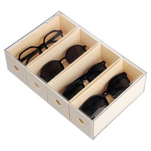 抽屉式眼镜收纳神器防尘抗压墨镜盒多格太阳镜放置次抛美瞳置物架