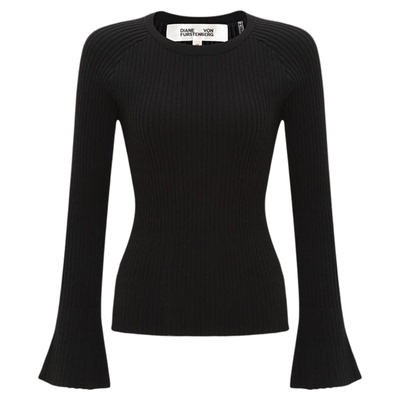DVF经典黑圆领套头打底衫针织衫
