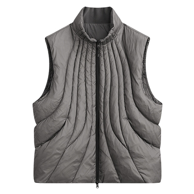 MODE COMMUTER | MC透视防泼水格纹复合梭织轻盈立领短款羽绒马甲