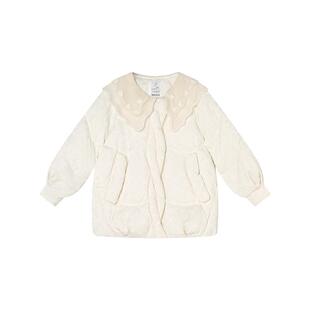 RBIGX瑞比克童装冬季新款网纱刺绣翻领复古精致保暖羽绒服