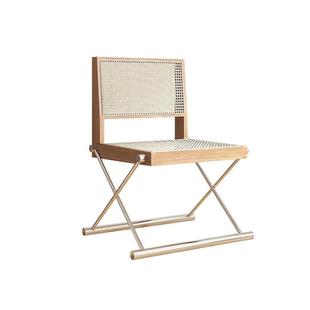 藤编椅子昌迪加尔侘寂风中古家具设计师餐椅复古藤编实木休闲椅