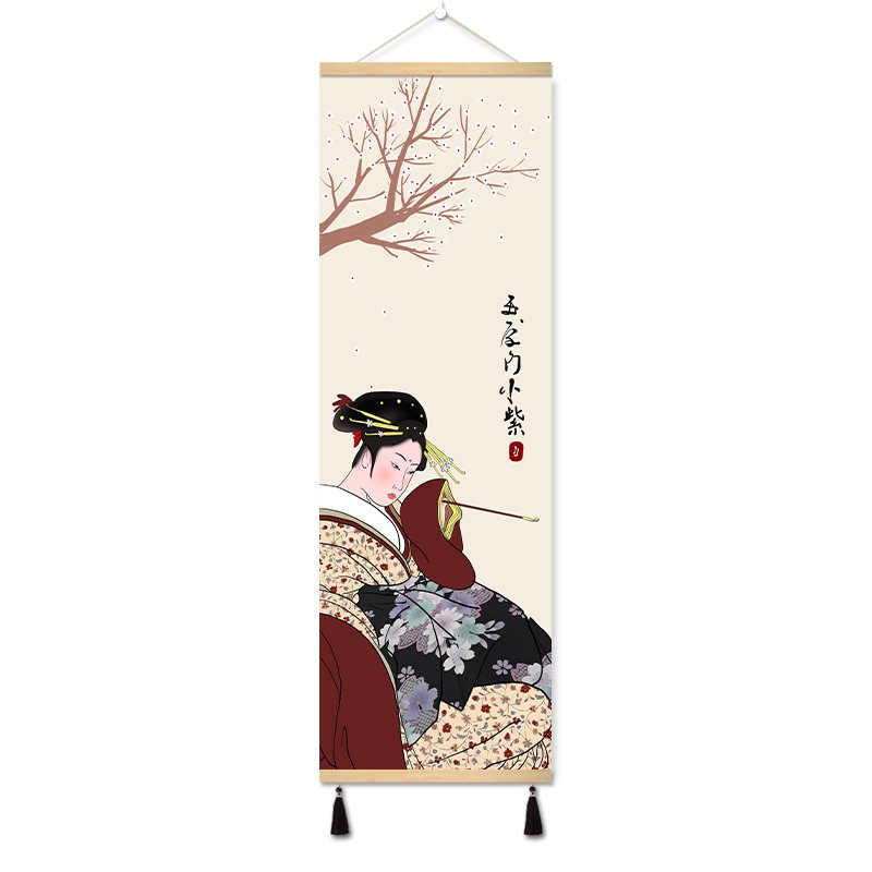 日式风格和风仕女图定制装饰画浮世绘日料餐厅居酒屋墙壁实木挂画