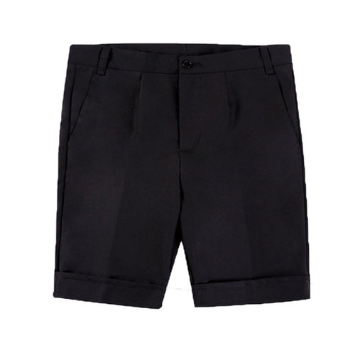 胖童西裤黑色松紧腰儿童加肥深蓝色西装长裤男童白色礼服短裤薄款