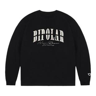 BIPOLAR小香风贴布长袖美式卫衣贴布刺绣圆领套头上衣男女情侣服