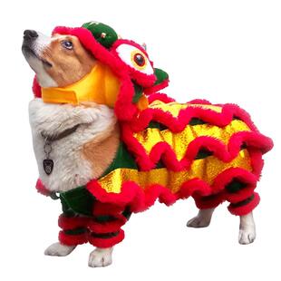 法斗新年衣服舞狮狗衣服猫咪狮子装狗狗服装猫搞笑搞怪柯基醒狮衣