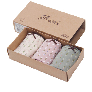 顶呱呱内裤女纯棉彩棉中腰青年小清新女士顶瓜瓜简约棉质面料大码