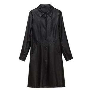 真皮皮衣女中长款修身韩版秋装2025气质百搭皮风衣显瘦绵羊皮外套